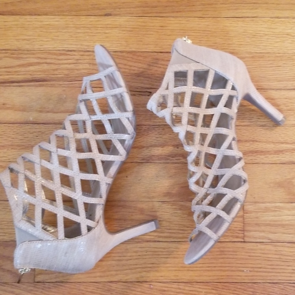 COPY - A.n.a Beige linen cutout booties